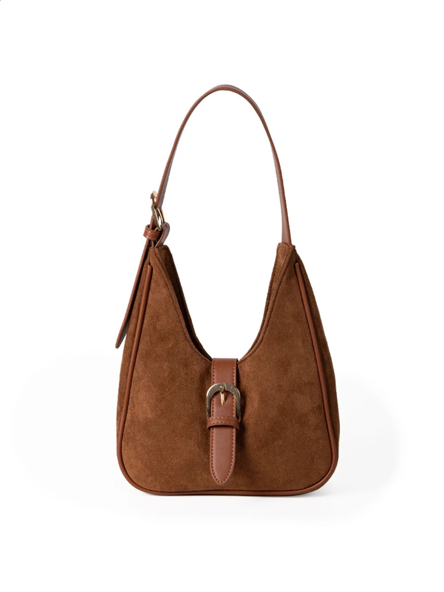 Fashion Korean Autumn Patchwork Shoulder Bags Ladies Faux Suede Underarm Bag Casual Street Tote Simple Vintage Handbags 240913