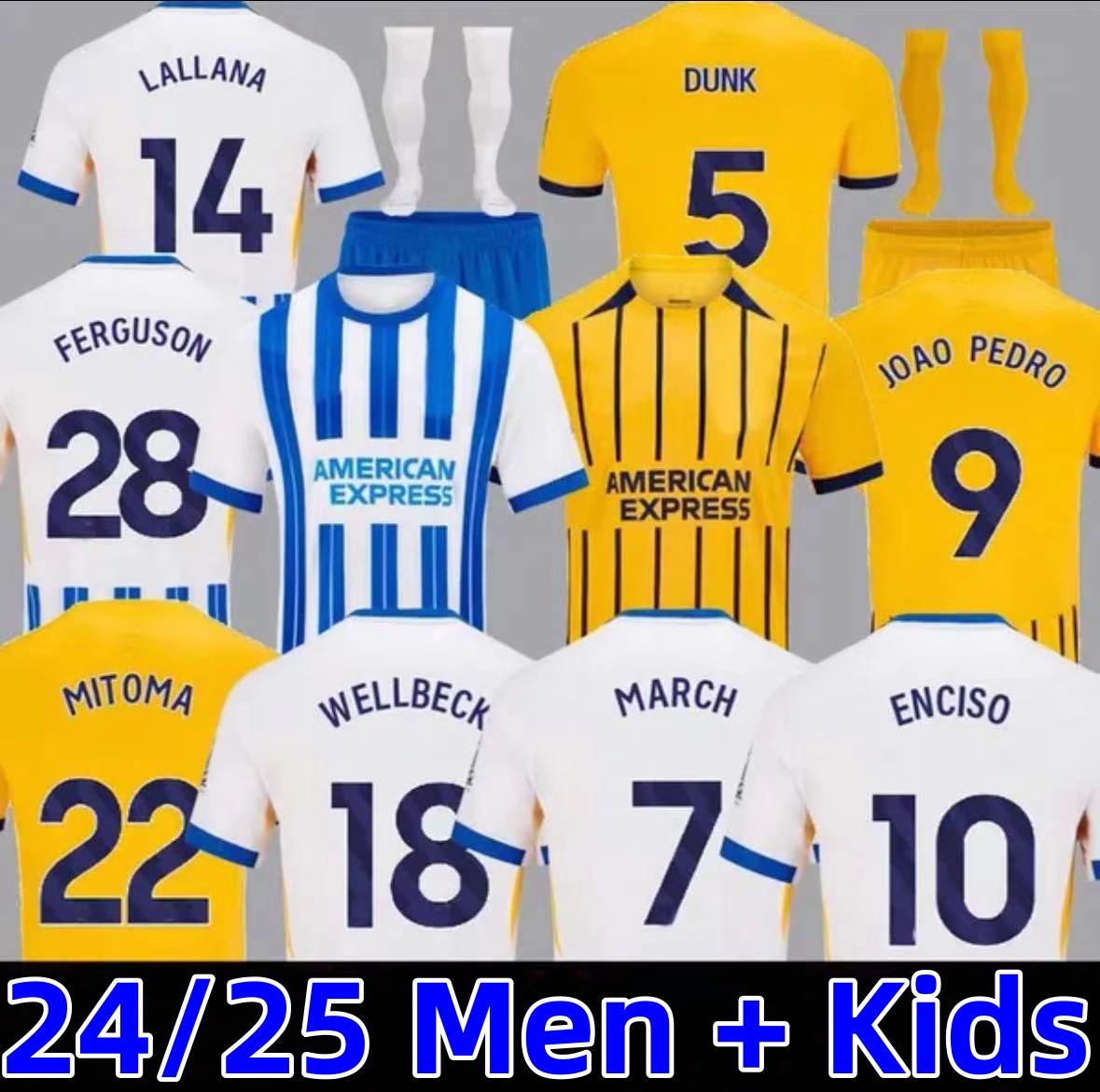 24 25 MITOMA ANSU FATI BHAFC Soccer Jerseys JOAO PEDRO FERGUSON 2024 2025 football shirt GROSS ESTUPINAN MARCH ENCISO PROPPER LAMPTEY CAICEDO Men Kids Kit uniform