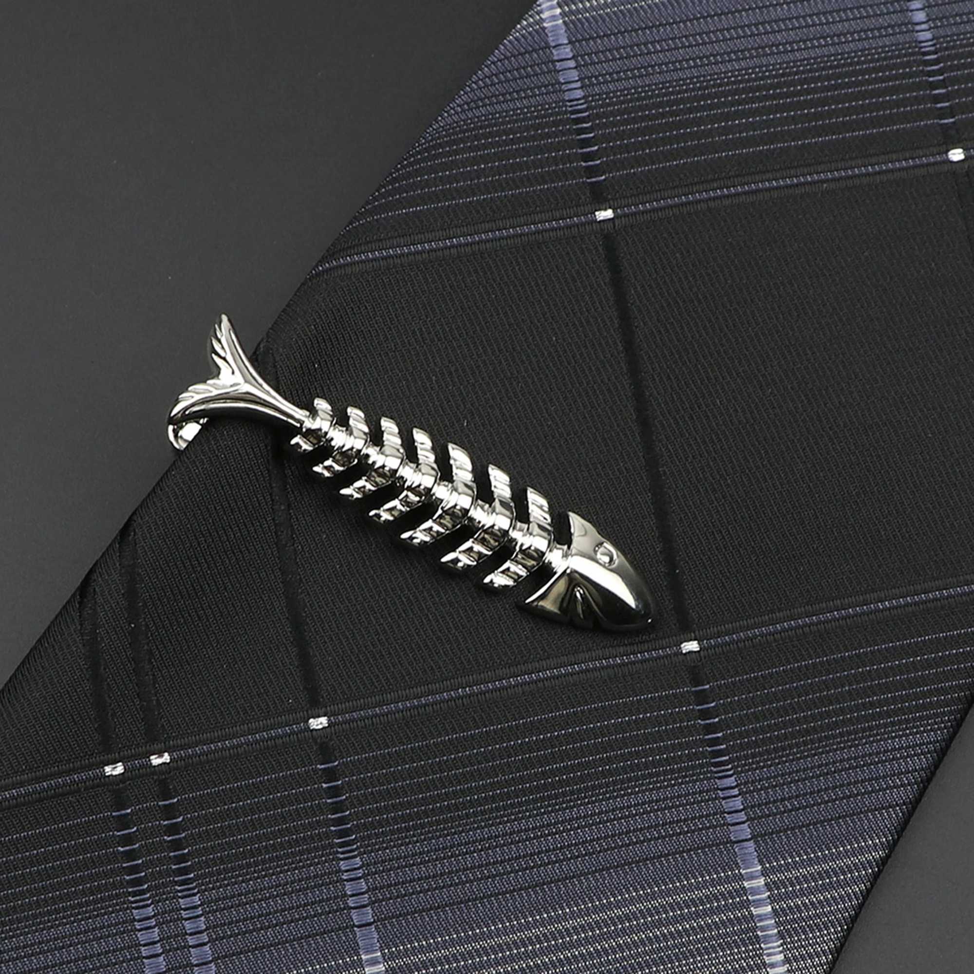 Mens metal tie clip animal tool shape bright chrome plated stainless steel necklace buckle business luxury design accessories W240914