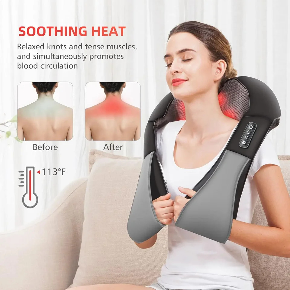 Finger press back shoulder and neck massager electric full body massage until deep kneading of leg muscle tissue heated pillow massage 240919