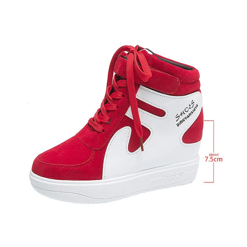 red sneakers 2024 High top Sneakers women Casual Wedges shoes Womens Black Platform Vulcanize Shoes Women