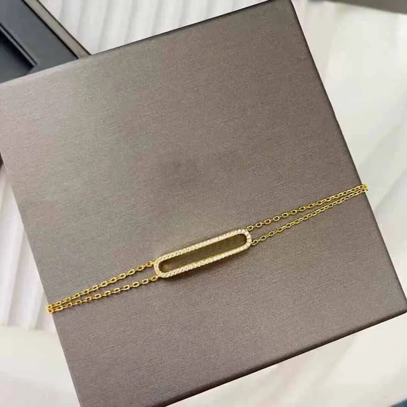 Bracelet designer charm bracelet sliding diamond luxury lady plated silver jewlery designer for women slim bracelets exquisite classic style zl224 H4