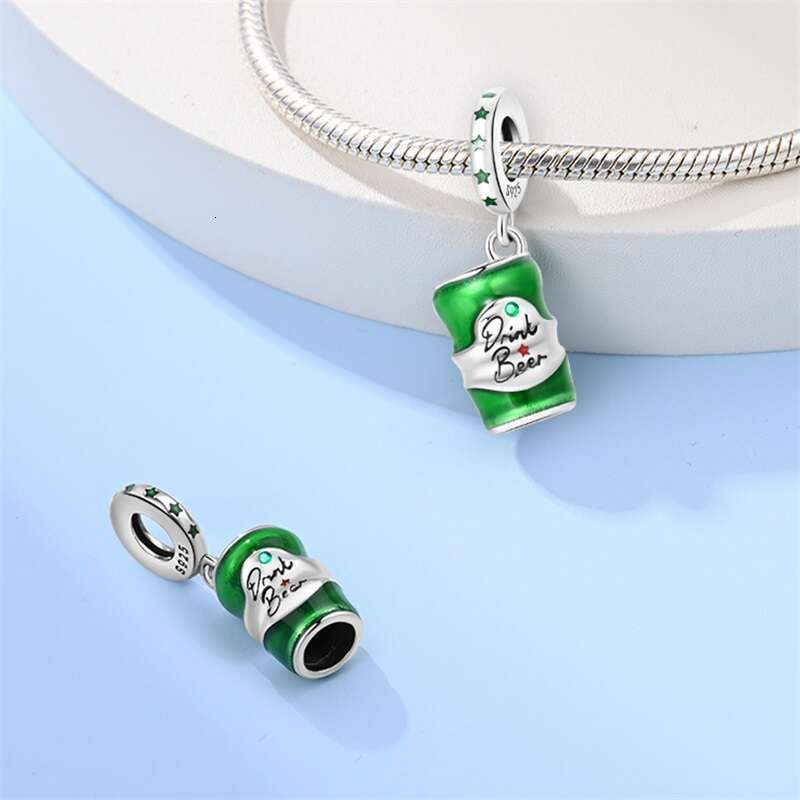New 925 Sterling Silver Beverage Cold Beer Champagne Red Wine Charms Beads Fit Original Bracelets DIY Jewelry