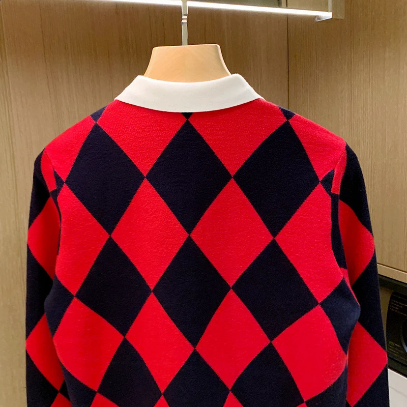 2024 Mens Lapel Pullover Long Sleeve POLO Neck Sweater Loose Top Business Casual Solid Color Knitwear Bottoming Shirt A91 240904