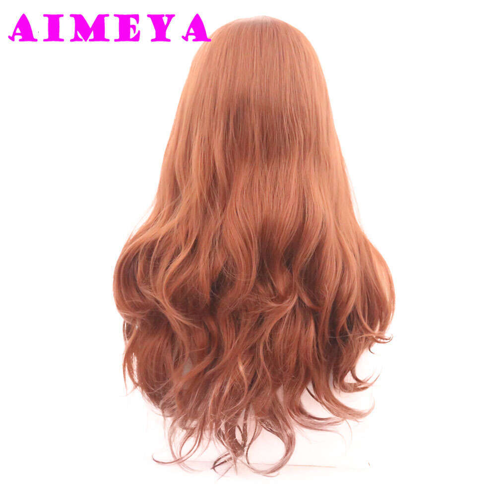 Copper Red Synthetic Long Wave Front Wig Natural Haire Daily Use Cosplay Heat Resistant Lace Hair