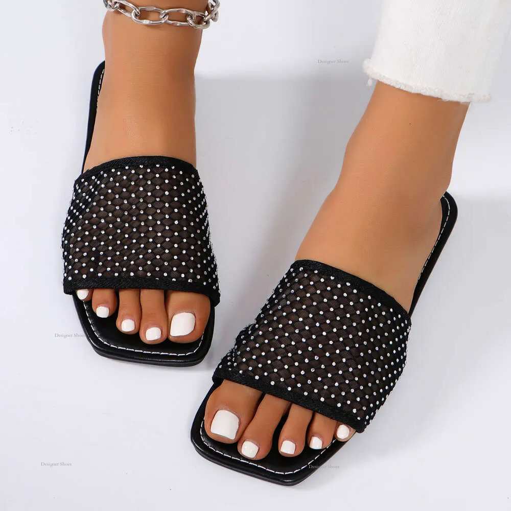Casual Summer Slippers Flip Flops Square Toe Walking Shoe Flat Beach Sandals Mujer Zapatos Slides Women Plus Size 43