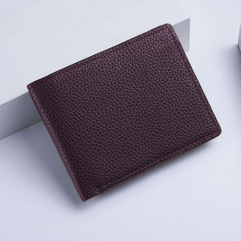 AMZZ Short Zero Litchi Pattern Horizontal Leather Wallet US Dollar Men's Bag Ad
