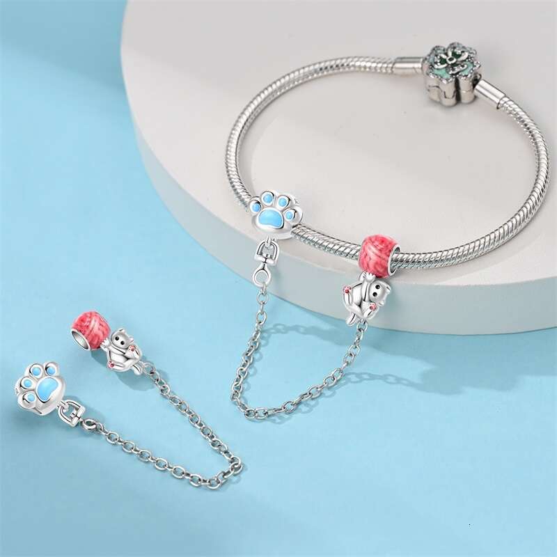 925 Sterling Silver Starfish Crab Butterfly Safety Chains Spacer Beads Charms Fit Original Bracelet DIY Jewelry