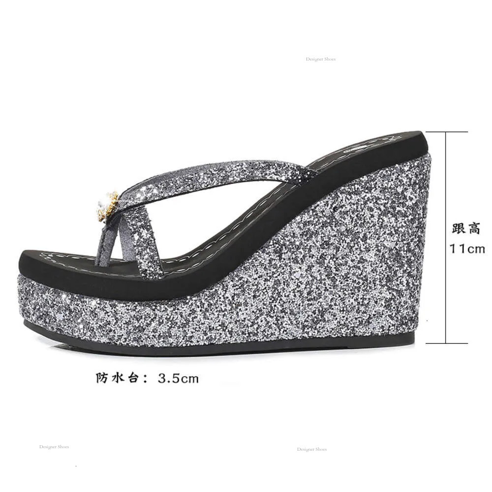 Summer New 2024 Women's Super Heel Slippers With Sparkling Crystal Herringbone High Heels s