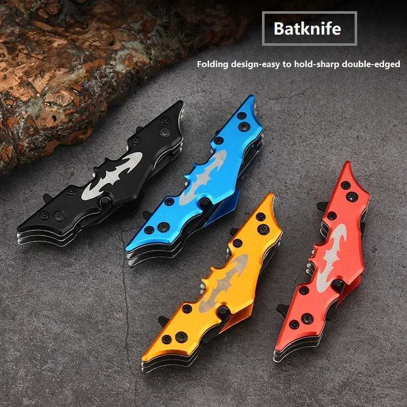 Bat folding knife high hardness self-defense knife unbox knife double-edged pocket knife stainless steel sharp folding knife Y240914