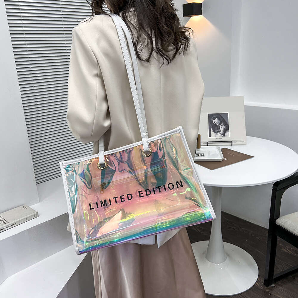 Designer bag Cute Holo Transparent Bags For Women Laser Clear Handbags Holographic PVC Candy Beach Waterproof Shoulder Bags Jelly Femme Bolso tote bag