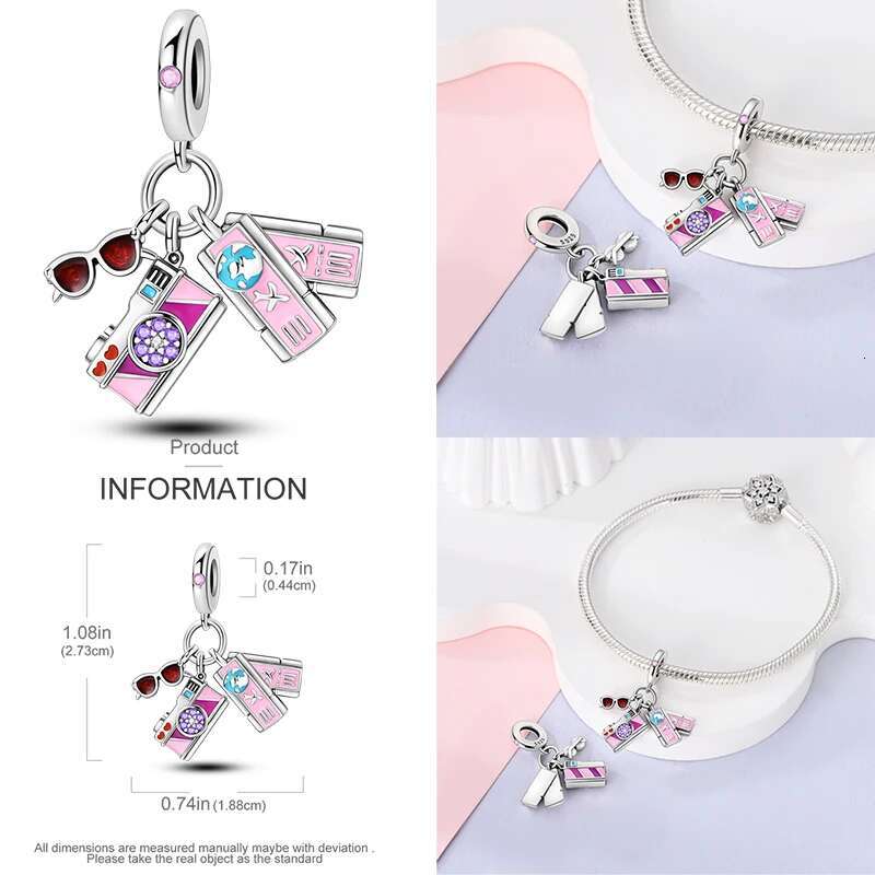 S925 Sterling Silver Avocado Seaweed Sea Turtle Slippers Seashells Camera Charms Pendants Fit Bracelets DIY Jewelry Gifts