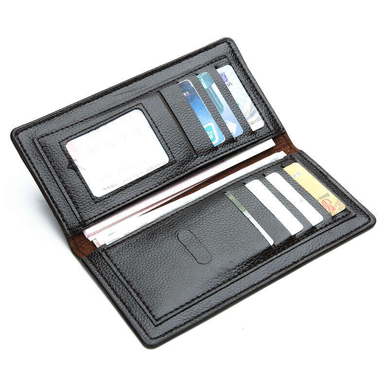 AMZZ Men's Long Slim Youth Simple Korean Edition Multi Card Student Soft Leather Wallet Big Money Clip Fashion 5D