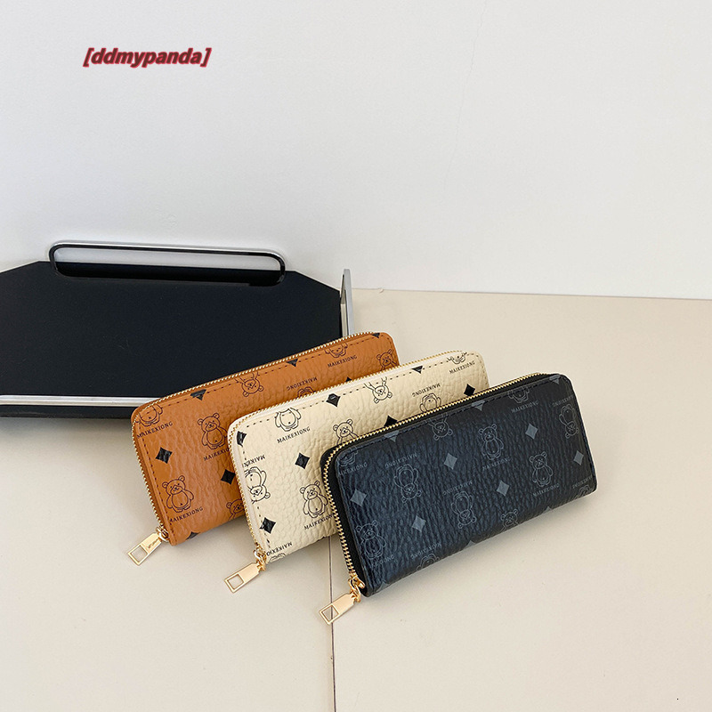 2024 New Han Chao Women's Wallet, Bear Print, Single Zipper, Multi Card Portable Travel Fashion Phone Bag #13 ddmypanda