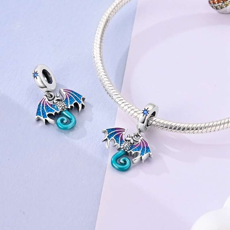 925 Sterling Silver Dragon Angel Gem Butterfly Blue Zircon Charms Bead Fit Original Bracelets DIY For women Fine Jewelry