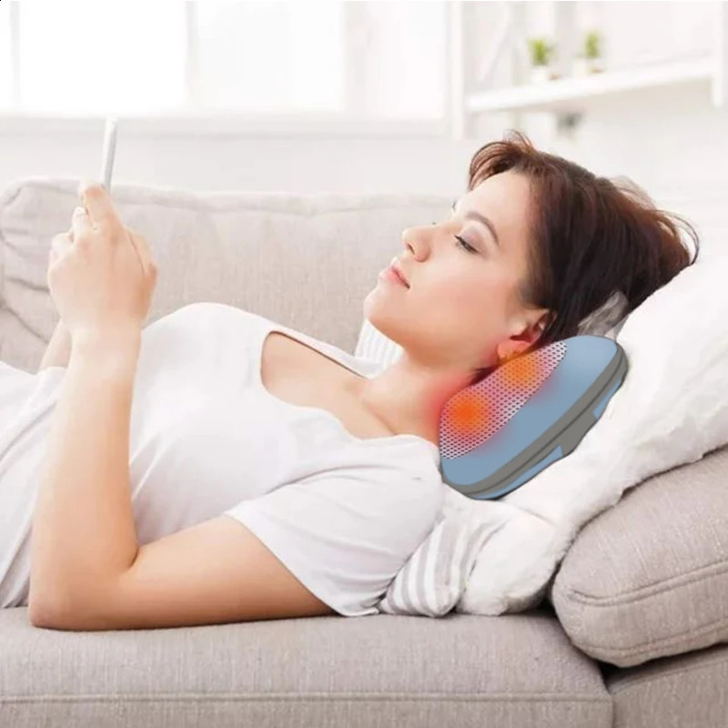 Electric heating spinal massage pillow neck charging full body waist massage instrument back shoulder and neck massage 240914