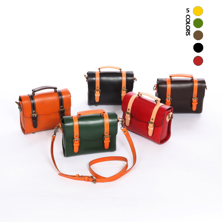 2024 Plant tanned leather Cambridge spring color contrasting top layer cowhide handbag, crossbody bag, summer