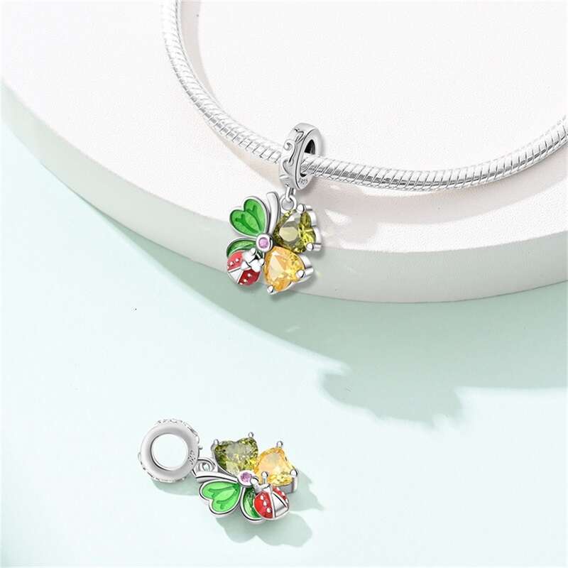 Spring Lucky Four Leaf Clover Series 925 Sterling Silver Charms Bead Fit Original Bracelet DIY Birthday Jewelry