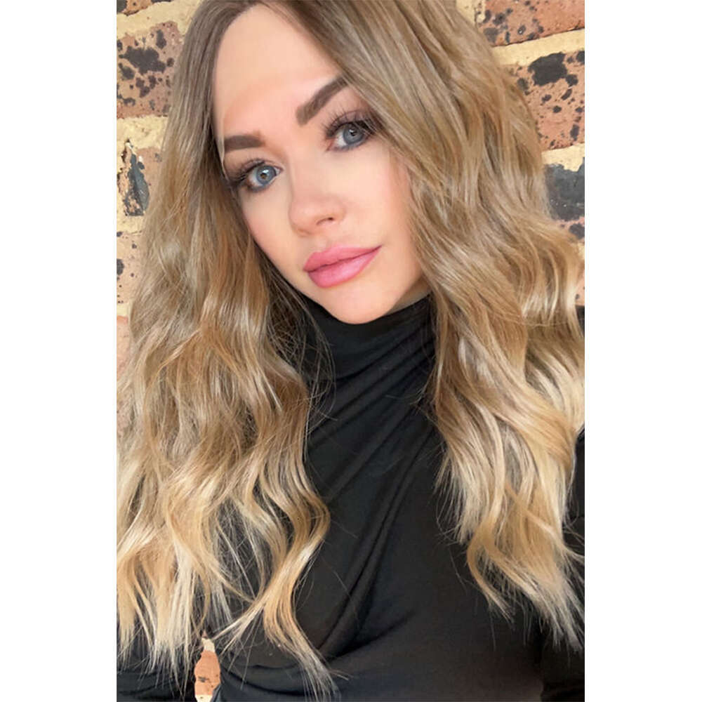 Honey Blonde Synthetic Heat Friendly Fibres Front HD Transparent Lace Wig Like Human Hair Thick Wavy Wigs