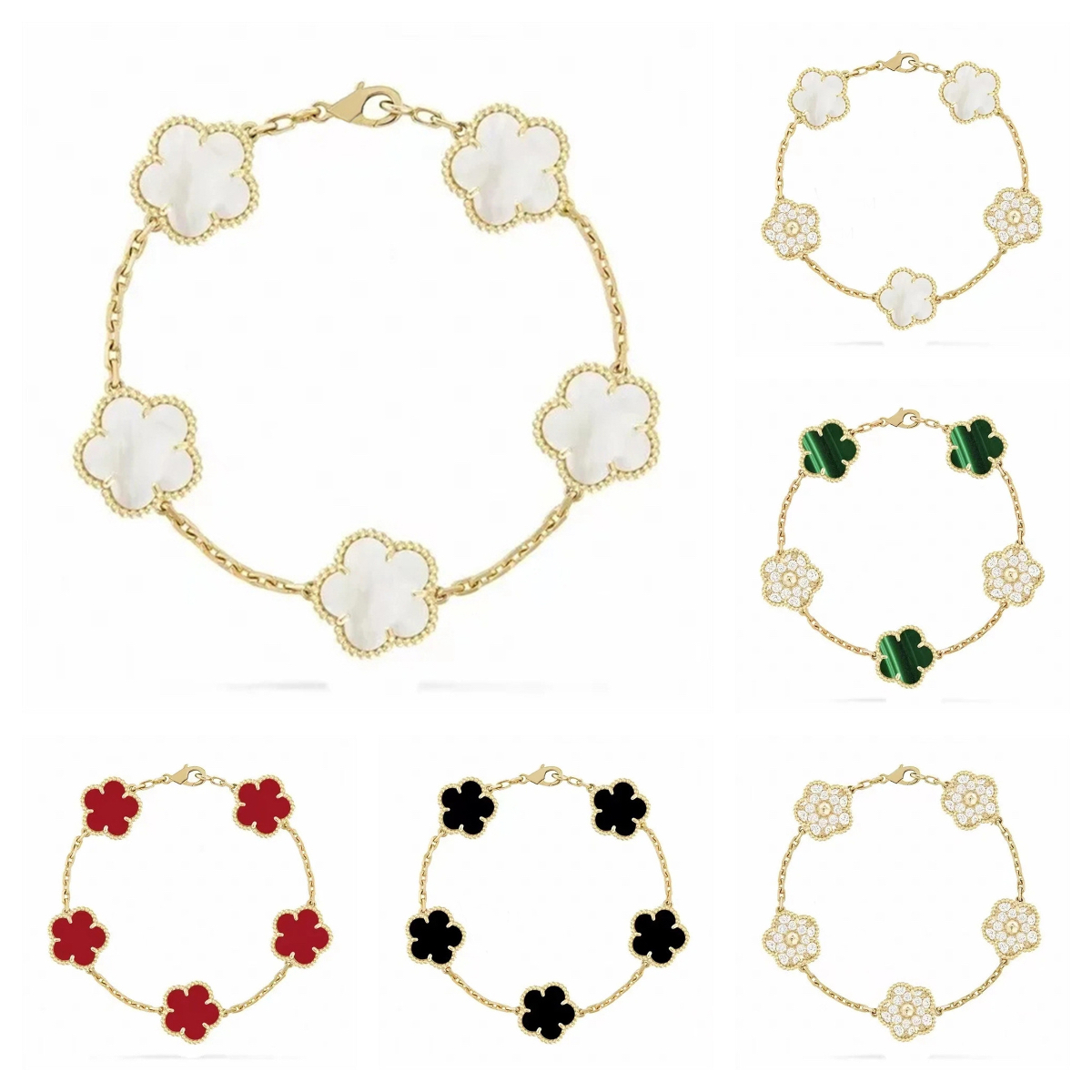 Bracelet Charm Bracelet Bracelet Designer Jewarery pour femmes 18k plaque à or 5 Bracelet de luxe Bijoux de luxe rouge Couleur blanche Bijoux de