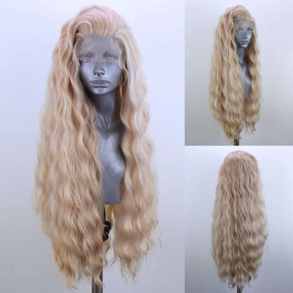 AIMEYA Platinum Wigs For Women Mix Blonde Lace Front Black Long Natural Wave Synthetic Hair Wig Daily Use Cosplay