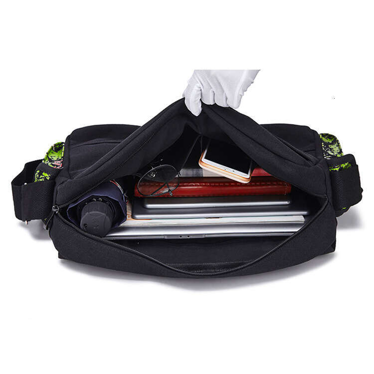 AMZZ Summer New Crossbody American Small Stand Shoulder Large Capacity Skull Head Fluorescent Printed Women's Canvas Bag