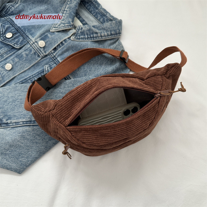 High end for women, 2023 new fashionable autumn and winter crossbody corduroy women's niche chest bag, waist bag H7.20#11 ddmykukumalu