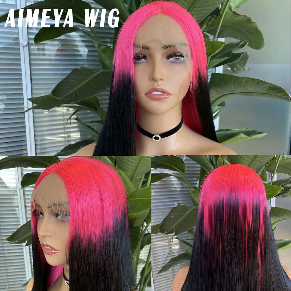 AIMEYA Hot Pink Ombre Color Lace Front For Women Synthetic Daily Use Cosplay Costume Party Wig