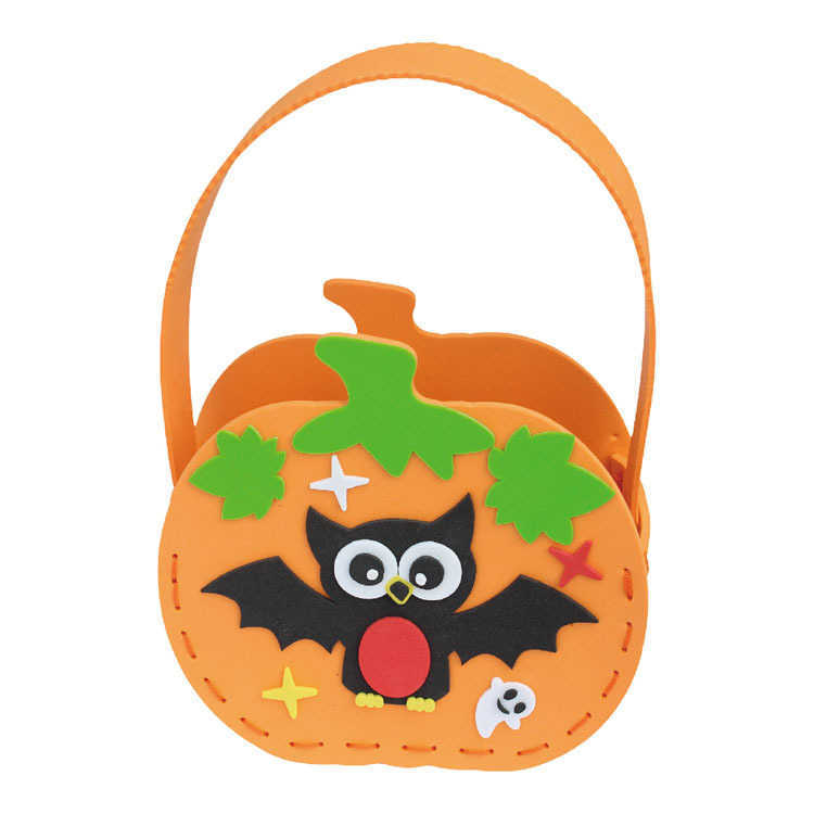 CMM Halloween Pumpkin Lantern Sugar Bag Handheld Basket Ghost Festival Decoration Diy Handmade Golden Wings Toy Bulk