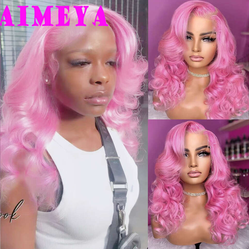 Body Wave Fashion Lace Front Wigs For Women Synthetic Pink Wig Natural Haire Heat Resistant Fiber Hair Daily