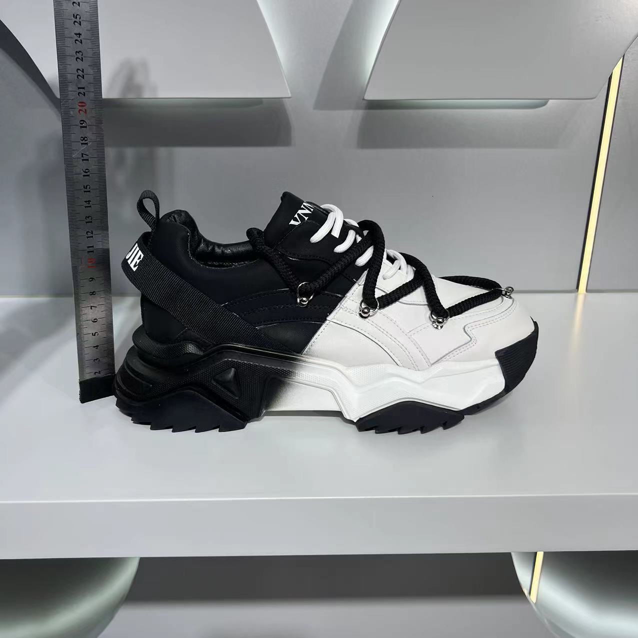 Ddmybear Autumn Thick Soled Color Blocked Fashionable Shoes, Versatile, Breathable, Sponge Sole Version Trendy Men's Shoes Chinese Brand Shoes F9