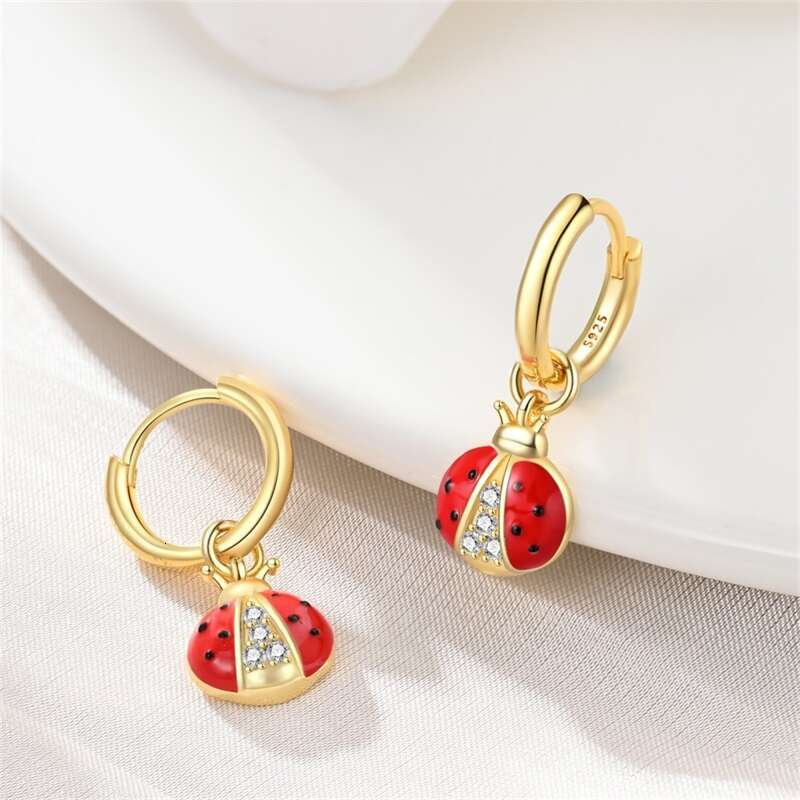 New Summer 925 Sterling Silver Luminous Firefly Ladybird Butterfly Double Hoop Earrings For Women Party Jewelry