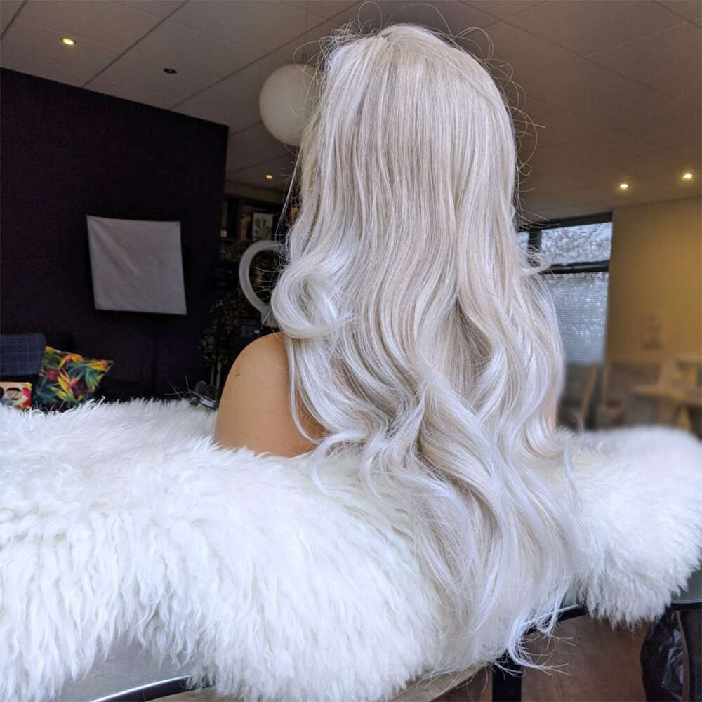 Premium Synthetic Wavy Blonde Highlights Human Hair Blended 26 Inch 150% Density HD Lace Front Wig Heat Resistant