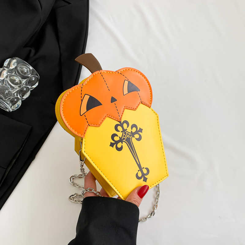 CMM Halloween Pumpkin Bag for Women Personalized and Bizarre Creative Chain Crossbody Bag Cute Business Womens Mobile Phone Bag