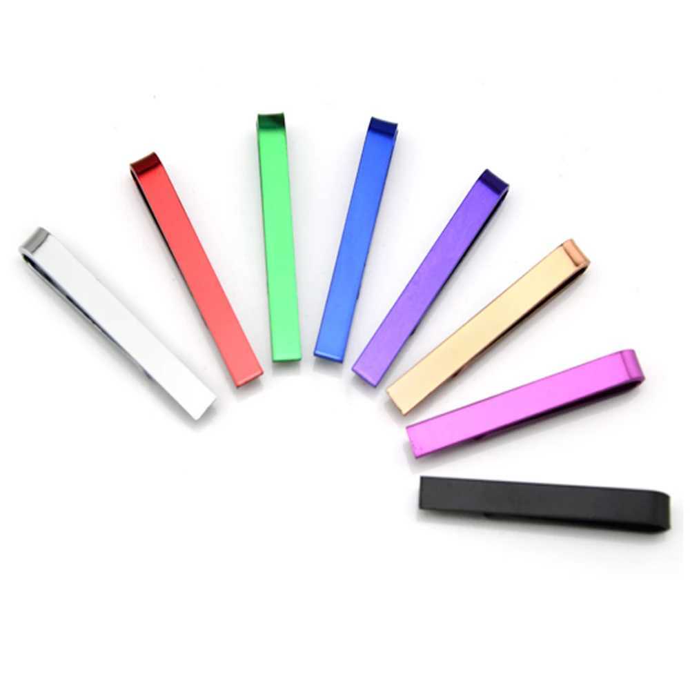 2 packs of mens stainless steel candy colored tie clip bar necklace wedding jewelry BWTZF0002A W240914