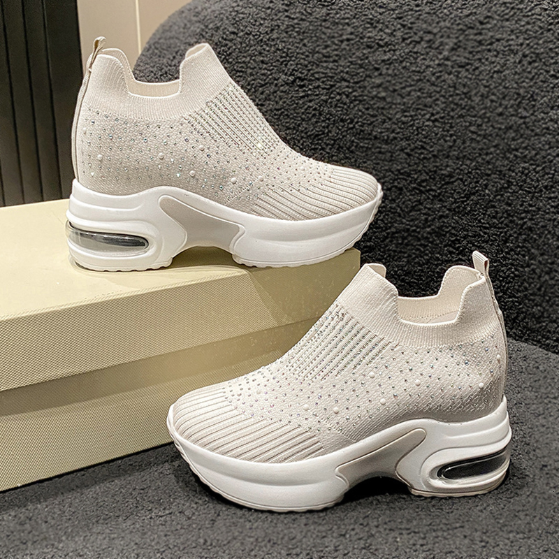 High Quality Air Cushion For Women lightweight Breathable Hiking Shoes Rhie Platform wedge SLIP-ON sneakers Loafers