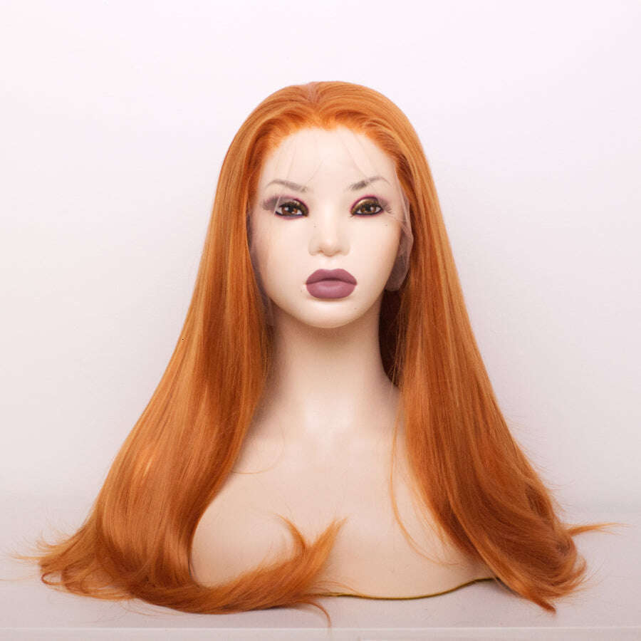 High Quality Soft Straight HD Synthetic Lace Front Wig Couture Vivid Red Colourful Wigs Human Hair Blended Heat Resistant Fiber