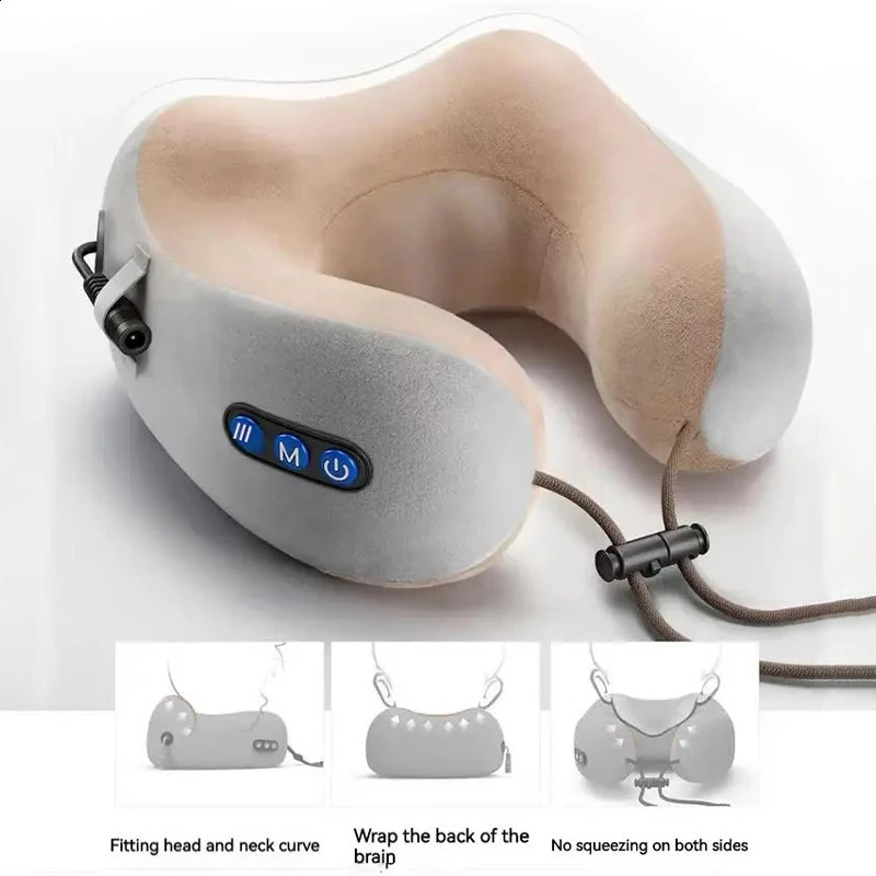 Electric neck massage pillow U-shaped suitable for adjustable heating of the neck used for massage and relaxation durable memory cotton 240919