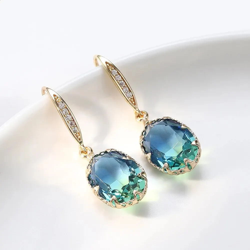 Trendy Cubic Zirconia Copper Drop Earrings For Women Girls Brown Crystal Pendant Earring Party Birthday Daily Jewelry 240906