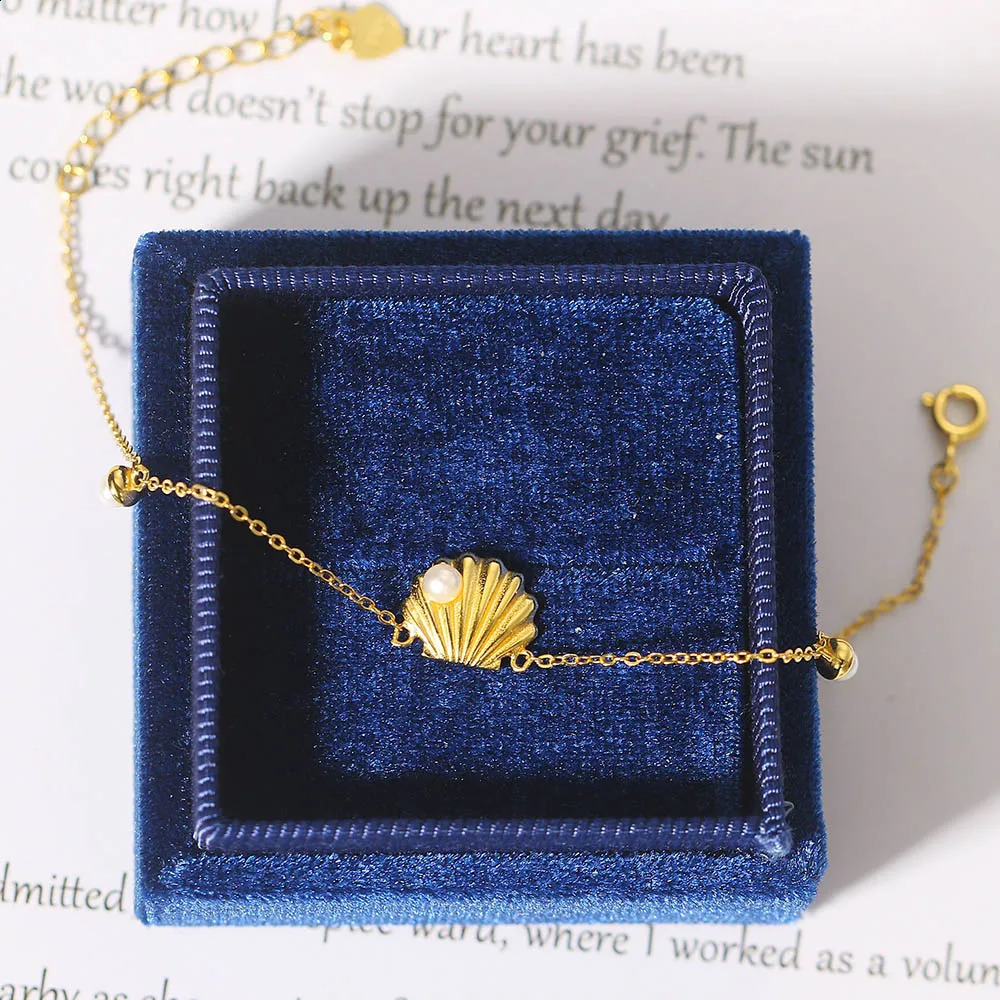 LAMOON Pearl 925 Womens Silver Jewelry Set Natural Freshwater Pearl Shell 14K Gold Plated Fine Summer Beach Jewelry V094 240906