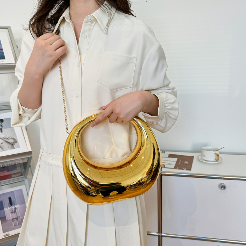 2024 Spring/Summer New Product High end Moon Gold and Silver Home Decoration Handbag Makeup Dinner Women's Bag