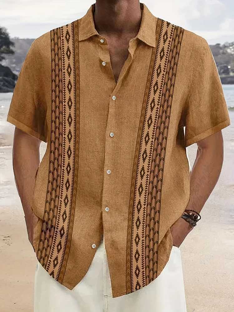 Summer Casual Daily Mens Shirt Beach Holiday Mens Short-sleeved Shirt Fashion Striped Printed Mens Short-sleeved T-shirt Z240914