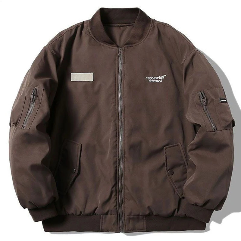 Men Bomber Jacket Y2k American Vintage High Street Zipper Coat Clothing Windbreaker Military Outerwear Hip Hop Baseball Jacket 240911