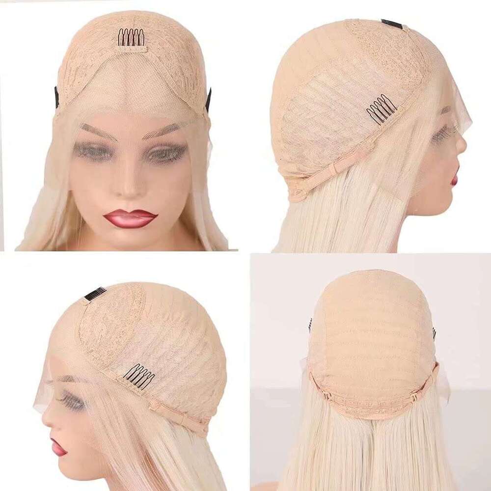 AIMEYA Blonde Bob For Women Short Body Wave Synthetic Lace Front Heat Resistant Hair Daily Use Cosplay Wig