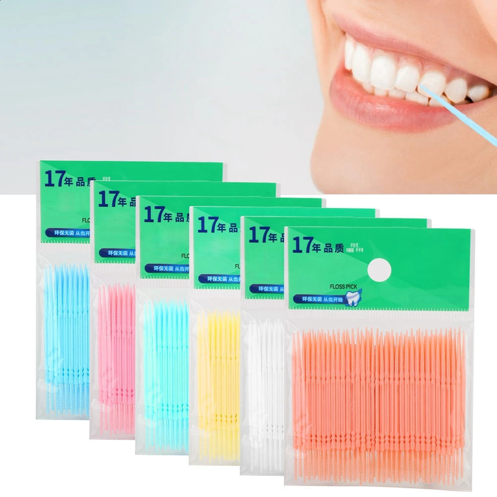 1000 Pcs Double-Head Teeth Cleaning Toothpick Oral Care Floss Pick Clean Interdental Residue While Protect Gums Prevent Bacteria 240905