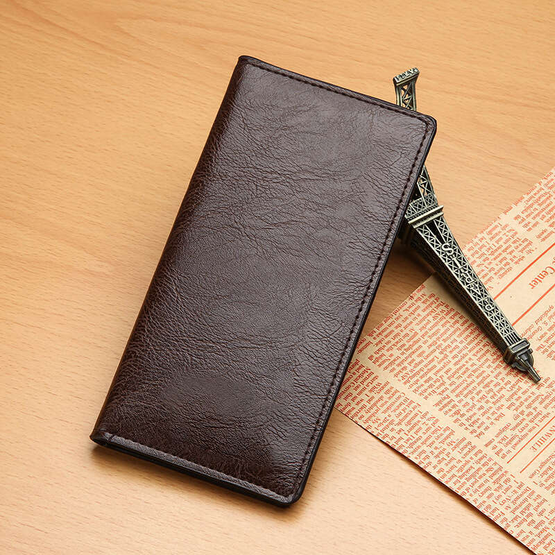 AMZZ Men's Long Slim Youth Simple Korean Edition Multi Card Student Soft Leather Wallet Big Money Clip Fashion 5D