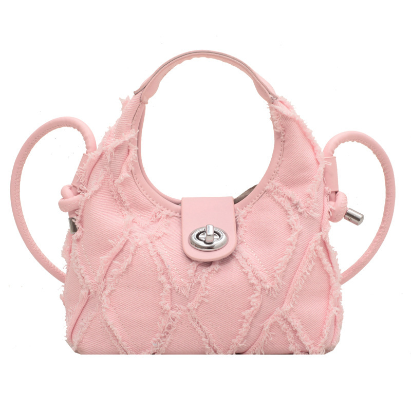 2022 new women's denim fashion niche single shoulder crossbody crescent bag trendy tassel handbag