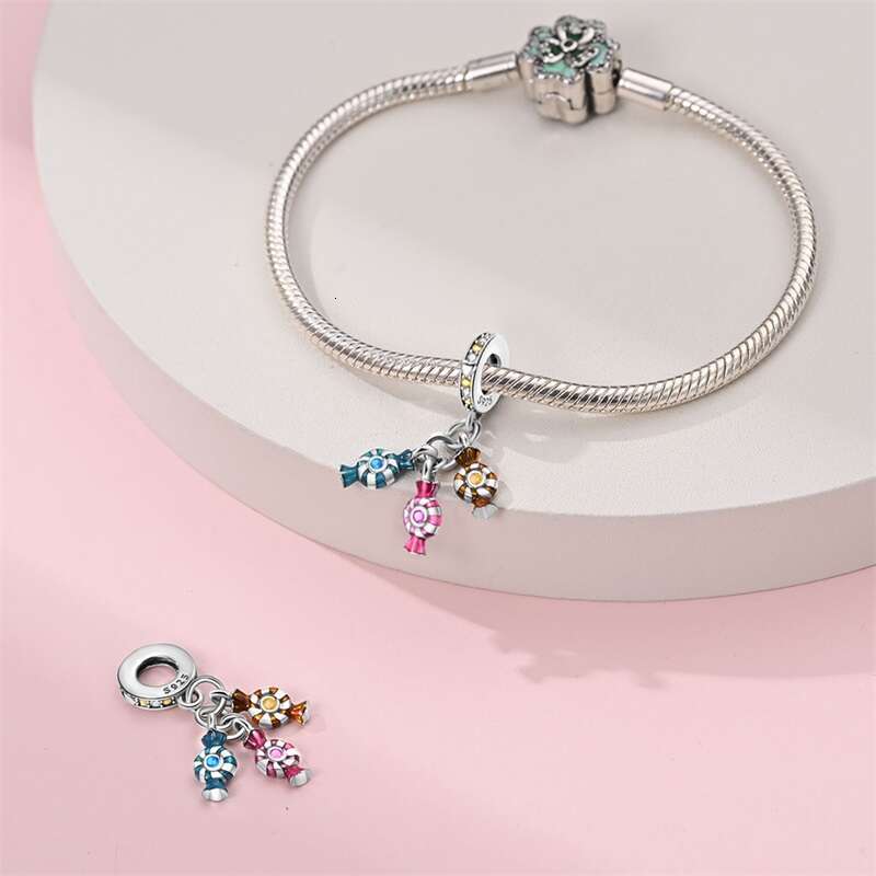 New 925 Sterling Silver Strawberry Cake Afternoon Tea Dessert Charms Beads Fit Original Bracelets DIY Jewelry