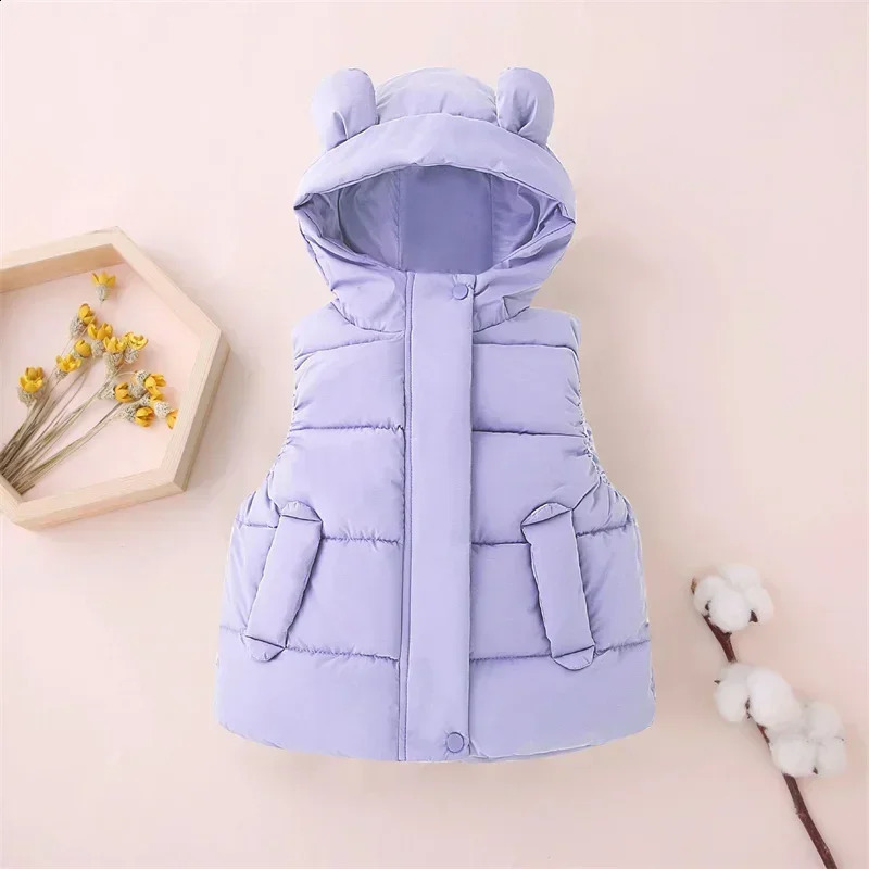 Fashion Boys Girls Hooded Warm Down Vests Autumn Winter Kids Clothing Baby Jacket Waistcoat 2024 Children Zipper Vests 240906
