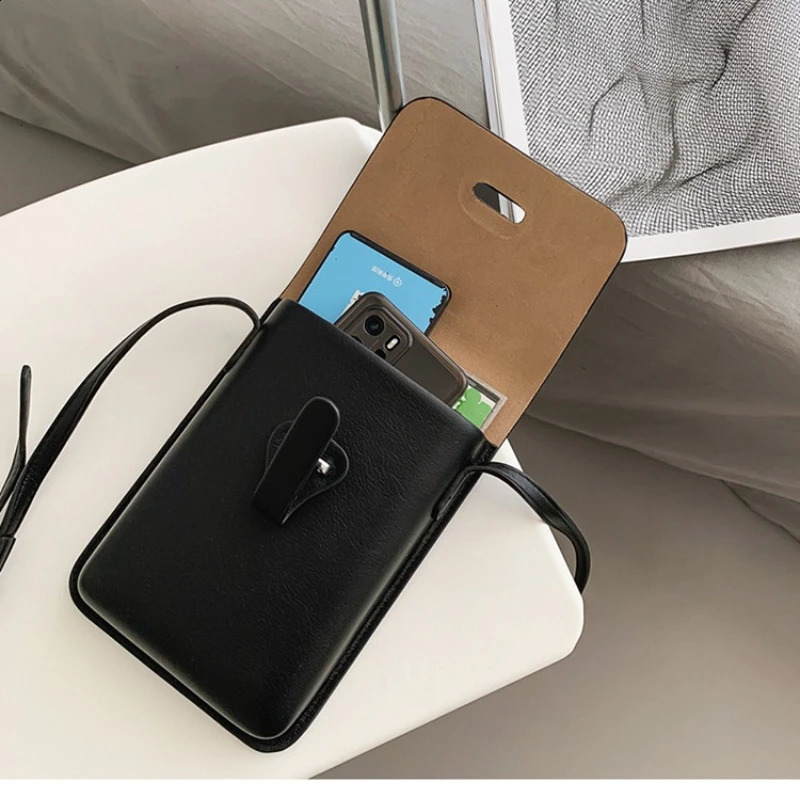 Simple unisex small square PU leather Korean cross body shoulder bag fashion phone bag wallet 240912